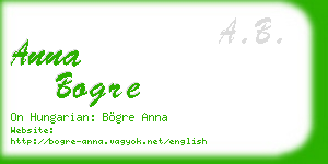 anna bogre business card