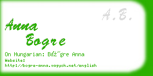 anna bogre business card